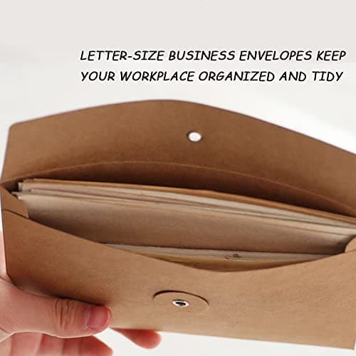 10pcs A5 Kraft Paper Envelopes Portfolio Foolscap File Folders Document Folder with String Fastener Closure Wallet Pockets File Bags Storage Pouch Paperwork Organizer Bag for Office School Home — view 5