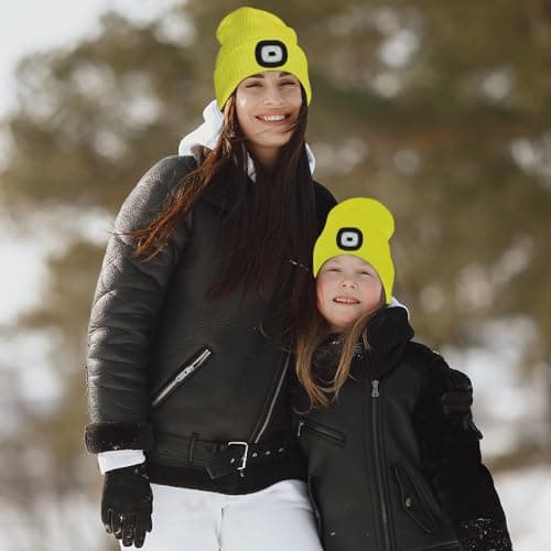ZYBUX - Beanie Hat Headlight Led Winter Warm Hands Free Camping Running Headlamp USB Rechargeable LED Headlight Hat (Yellow) — view 4