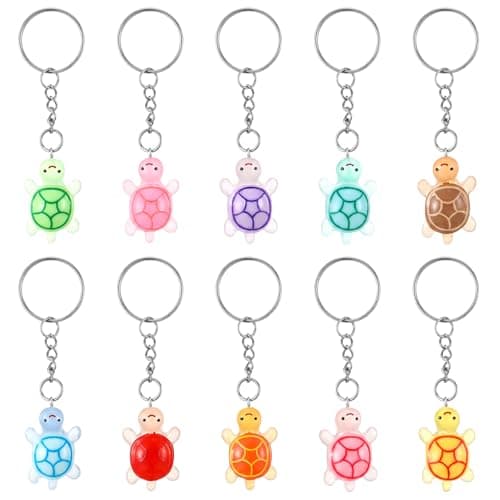 Ymapinc 10Pcs Cute Resin Sea Turtle Keychain Set, Small Keychain Bulk Mini Keychains, Tiny Animal Turtle Keyrings, Beach Travel Backpack Keychains Pack Party Favors Gifts