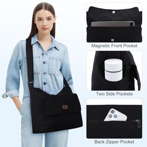 Chase Chic Canvas Messenger Bag, Large Crossbody Satchel Bags for Women Men — view 5