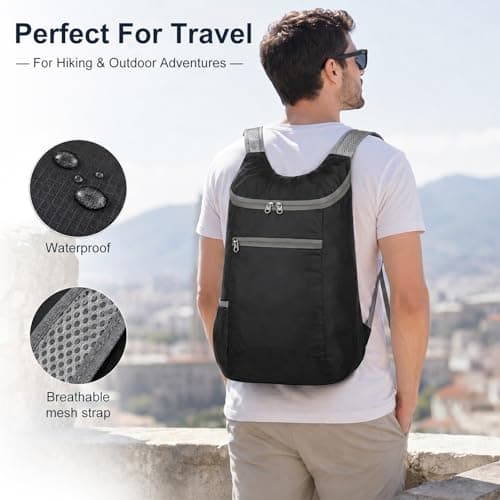 FACHOI Ultra Lightweight Backpack, Small Water Resistant Rucksack Multi-Functional Foldable Backpack Waterproof Packable Hiking Daypack for Women Men Outdoor Camping Hiking Biking F4-HWSJB — view 3