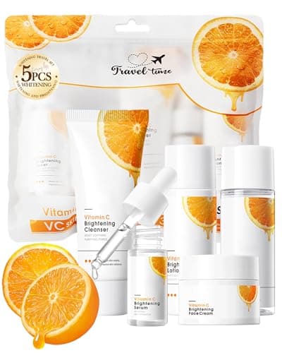 Vitamin C Skin Care Set, 5in1 Mini Cleanser Lotion Serum Face Cream Toner