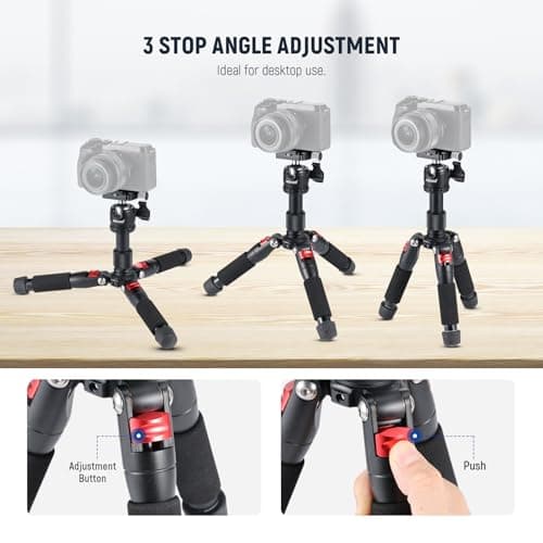 NEEWER Desktop Mini Tripod, 20'' Aluminum Alloy Small Table Top Desk Portable Travel Stand, 360° Ball Head, 1/4" QR Plate for DSLR Camera Camcorder Video Recording, Max Load 11 lbs, Cleaning Cloth — view 5
