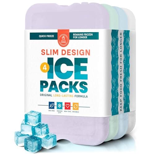 Healthy Packers Ice Packs for Lunch Boxes & Coolers, Slim Long Lasting, 4pk