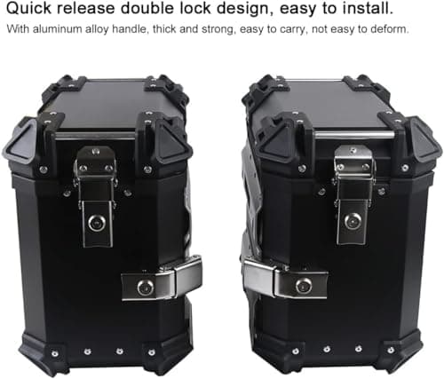 CORGLI 38L Rigid Side Bags for Motorcycle, Aluminium, Black — view 4