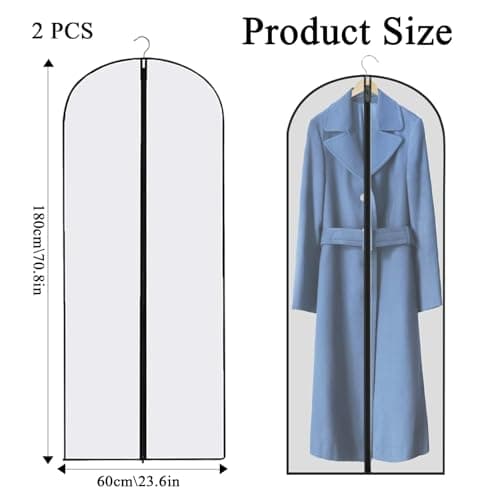 2-Pack Extra Long Garment Bags (180cm) | Clear View Hanging Covers for Wedding Dresses, Gowns & Coats | Dust & Water Resistant — view 2