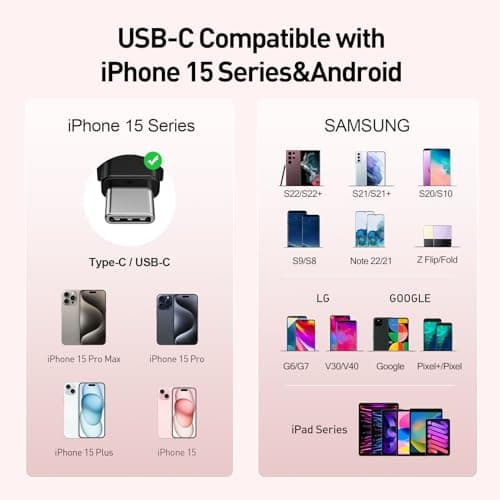 iWALK USB-C Portable Charger 4800mAh 20W Power Bank Small Fast Charging Battery Pack with LED Display Compatible with iPhone 17 Pro/16 Plus/16 Pro Max/15/iPad/AirPods Andriod Phone Samsung,Pink — view 4