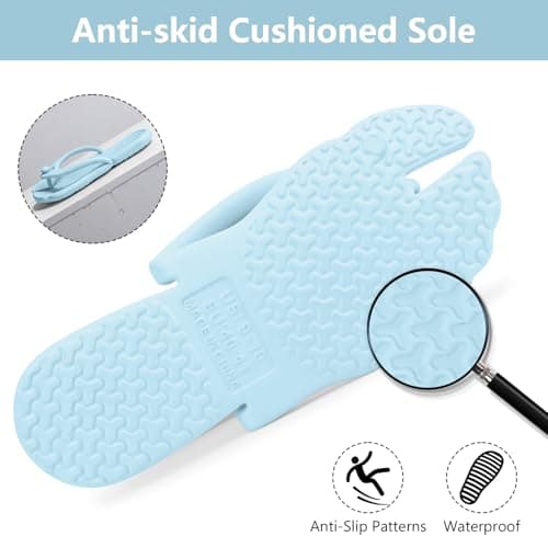 ZOORON Flip Flops for Women Men Travel Slippers Shower Shoes Foldable Bathroom Camp Beach Sandals Lightweight Non-Slip Quick Dry, 1pack-sky Blue, 7-8 Women/5.5-6 Men — view 4