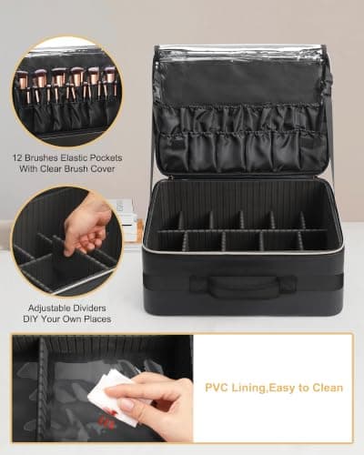 Relavel Extra Large Makeup Bag,Professional Makeup Case — view 3