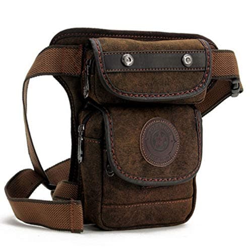 Men Drop Leg Bag Thigh Pouch Motorcycle Tactical Military Canvas Belt Fanny Pack Travel Riding Coffee — view 2