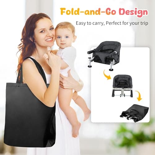 Toogel Hook-On High Chair, Foldable Portable Seat for 6-36 Months, Black — view 6