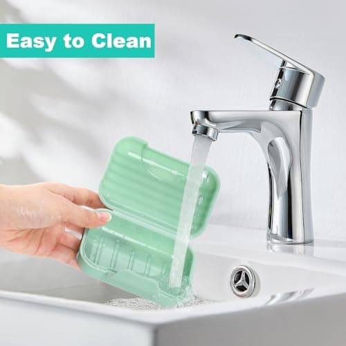 Alyvisun 2Pcs Travel Soap Dishes for Shower Travel Outdoor, Green + Grey — view 4