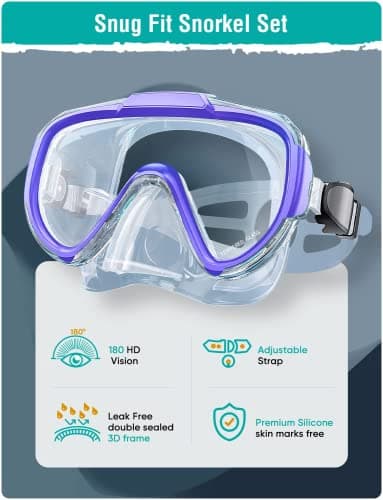 Lealinga Snorkel Set Adult Kid Panoramic View Snorkel Mask with Travel Bag — view 2