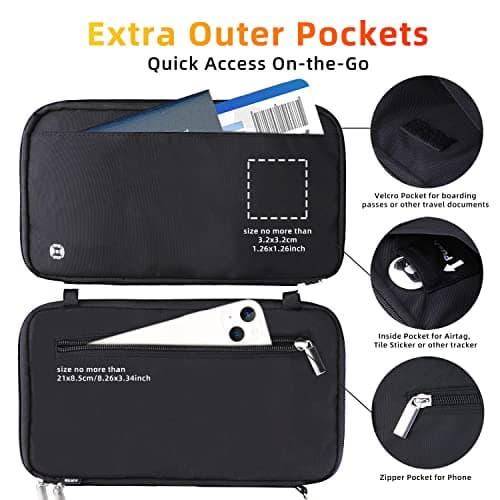 WALNEW Family Passport Holder Wallet, RFID Blocking Travel Document Organiser with Airtag Holder, Holiday Essentials Multiple Passport Covers Bag, Gifts for Women Men (Black) — view 4