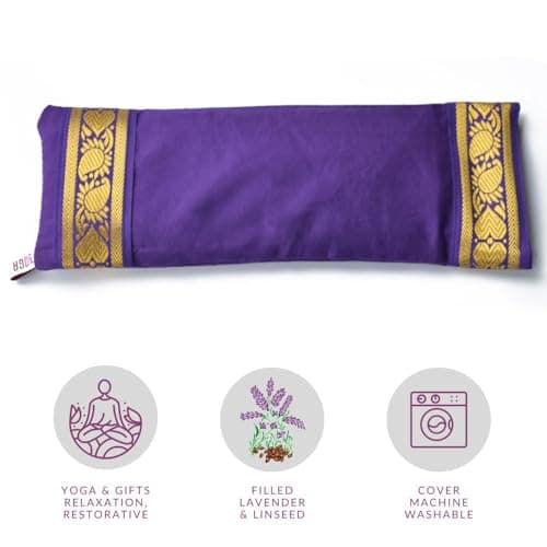 Yoga United 100% Cotton. Lavender and Linseed Eye Pillow for Yoga, Relaxation, Meditation, Travel and Gift or Tired Eyes, and Headaches - purple — view 3