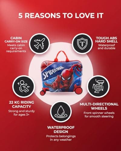Fast Forward Spiderman 18 Inch Ride On Luggage, for Kids, Ages 3+ — view 2
