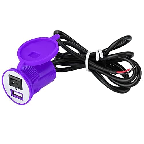 EMUKOEP High Quality Motorcycle USB Charging Socket with Waterproof Cap Universal Fit for 12-24V Electric Motorcycles (Purple) — view 2