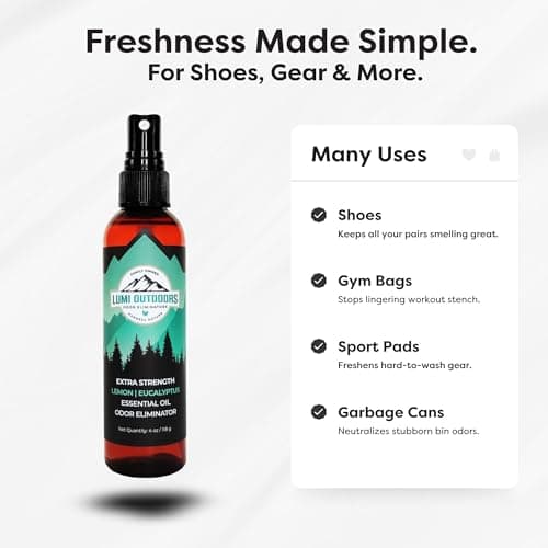 Lumi Outdoors Natural Shoe Deodorizer Spray & Foot Odor Eliminator- Extra Strength- Lemon Eucalyptus — view 6