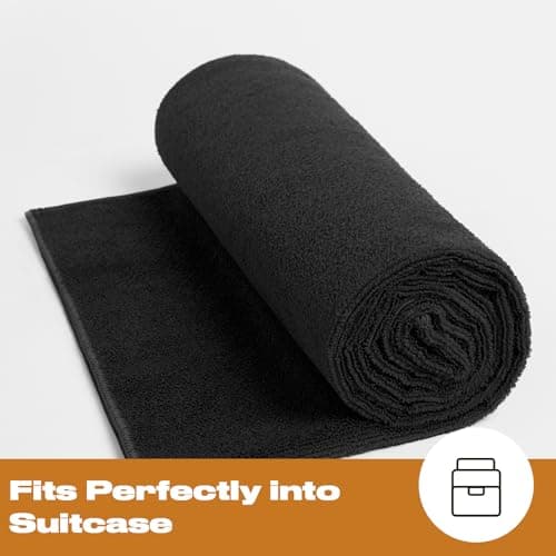 Brentfords Black Beach Towel, Swimming Pool Beach Holiday Essentials Gym Microfibre Beach Towels for Adults Kids Quick Dry Towel, 71cm x 152cm — view 5