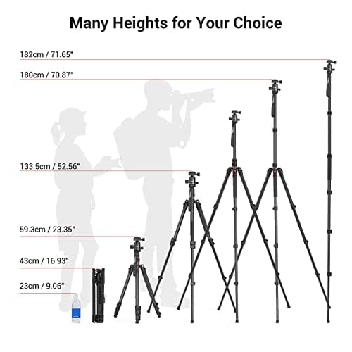 SMALLRIG 72" Aluminum Camera Tripod, Lightweight Tripod & Monopod with Ball Head and Quick Release Plate, Travel Tripods for DSLR, Camera, Phone, Payload 15kg / 33lb - 3935 — view 3