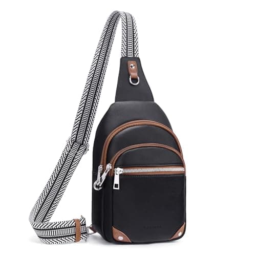 Lexiyat Anti Theft Crossbody Bags for Women Travel Chest Sling Bag Leather Handbags Fanny Pack Blackwithbrown