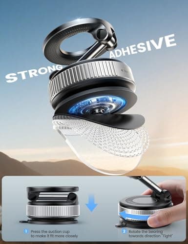 Lamicall Vacuum Magnetic Car Phone Holder, Upgraded Suction Cup Car Mount for Magsafe, 360° Rotatable for iPhone 17 16 15 13 Pro/Max/Plus/Air/Mini on Mirror, Smooth Surface, Windscreen - Silver — view 3