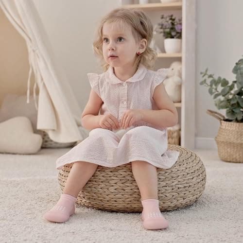 Bearbay Baby Walking Sock Shoes Infant Non-Slip Breathable Slippers with Soft Rubber Sole Baby Boys Girls Sneakers,22 — view 3