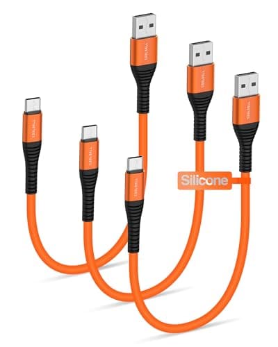 USB A to USB C Cable Short 15cm, Soft Silicone Type-C Charger Cable