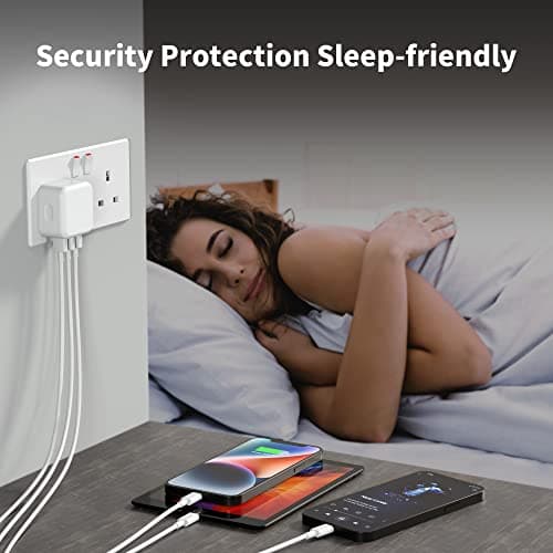 USB Plug, Multi USB Charger 5V 3A for iPhone X XR XS 8 7 6 6S Plus 5 5S 5C SE 14 14 Plus 14 Pro Max 13 12 11, Pad, UK Multiple Wall Charging Adapter Multiport Mains Power Adaptor — view 4