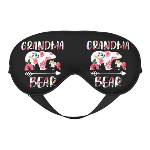 Grandma Bear Floral Flowers Eye Mask Sleep Mask Light BlockBlindfold Night Eyes Cover Soft Pressure-Free Eyeshade with Elastic Strap for Home Travel Office Nap Yoga