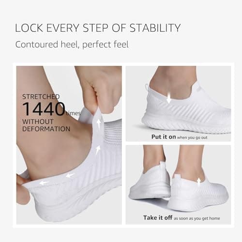 Walking Shoes Mens Light Weight, Trainers Men Barefoot, Loafer Shoes Slip On Sneakers with Anti Slip Soles Lightweight Walking Shoes Athletic Running Shoes Gym Workout Shoe with Arch Support White — view 5