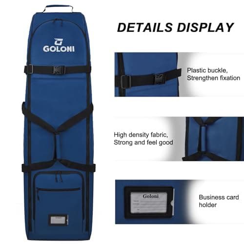 Heavy Duty Oxford Wear-Resistant Soft-Sided Golf Club Flight Bag with Wheels,Blue — view 6