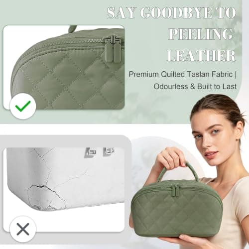 SZMDLX Lay Flat Travel Makeup Bag Olive Green Padded Cosmetic Organiser — view 5