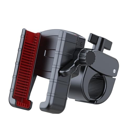 Elecphbo Motorcycle Phone Mount, Bike Phone Holder - Ultra-Stable Double Locking Design, Compatible with 4.7-7" Smartphones (iPhone/Android), Fits Handlebars 0.59"-1.57", One-Hand Operation [Red]