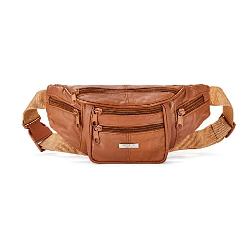 Woodland Leathers Genuine Leather Bum Bag Belt Bag for Women and Men, Tan — view 3