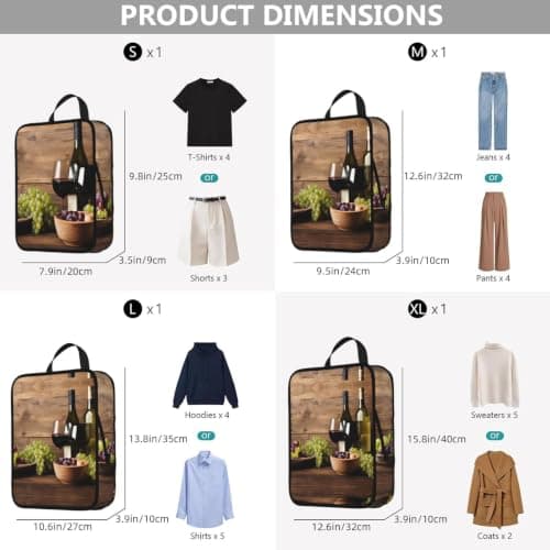 Wine Bottle Corks Grapes Print 4 Set Expandable Packing Organizers For Luggage Suitcase Travel Accessories — view 3