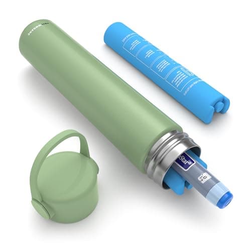 DISONCARE 16H Single Insulin Pen Cooler Trave Case with 1 Biogel Ice Pack Portable Medication Cooler for Travel TSA Approved Diabetic Travel Case with QR Medical Stikers(Apple Green)