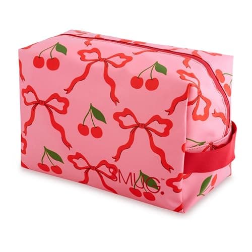 SMUG Wash Bag | Waterproof Travel Toiletry Bags for Travelling, Gym, Shower, Shaving, Toiletries, Cosmetics & Makeup Bag | Large Washbag for Men & Women | Spacious & Easy to Clean | Red Cherries