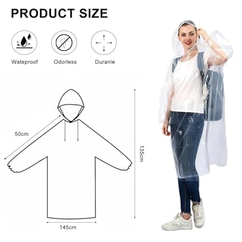 lbxtswpl Poncho Waterproof, 9PCS Disposable Rain Poncho(3 Colours) — view 2
