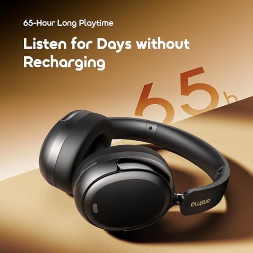 Oraimo Active Noise Cancelling Headphones, Bluetooth Headphones Over Ear, Wireless Headphones 65 Hours Playtime & Bluetooth 5.4 with Deep Bass, Foldable Lightweight, Fast Charging Travel/Work/Phone — view 2