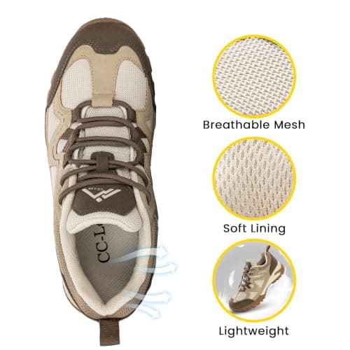 CC-Los Women's Waterproof Outdoor Walking Shoes Non-Slip Lightweight Hiking Beige Size 4.5 — view 5