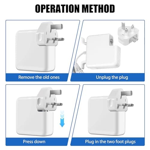 UK AC Adapter Wall Plug Power Travel Charger for All MacBooks USB-C 3 Pin Power Plug Duckhead 10 W and 12 W Charger Plug MagSafe & MagSafe2 Power Adapter for MacBook Pro Air Mac iBook iPhone iPod iPad — view 4