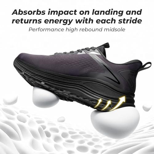 FitVille Mens Extra Wide Trainers Road Running Shoes,Black,11,W — view 2