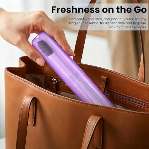 Admygo 2pcs Travel Toothbrush Case, Toothbrush Cover for Travel with Drain Hole, Matte Yellow Purple Toothbrush Case Storage Box for Travel Camping School Business — view 6