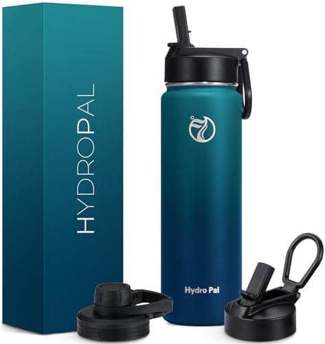 HydroPal Vacuum Insulated 750ml Stainless Steel Water Bottle with Dual Lids