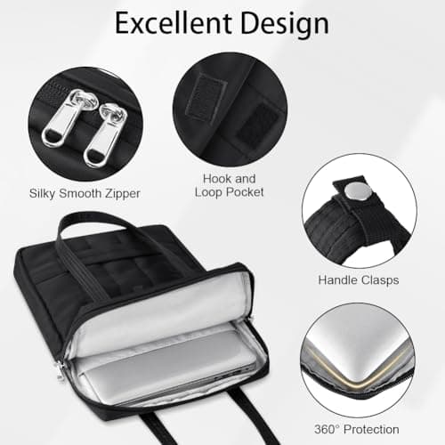 Adiwo 15/16 inch Black Laptop Bag, Puffy Laptop Sleeve Padded Handbag — view 4