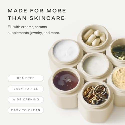 Cadence Travel Containers - Full Skincare Set - Magnetic Travel Capsules - 2 Small (0.56oz), 4 Medium Capsules (1.32oz), & Extender (1.43oz) with Multiple Labels for Better Organization - Sand — view 6