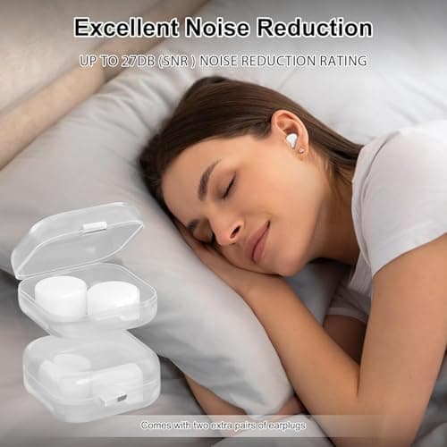 8 Pairs Silicone Ear Plugs for Sleeping, 27dB Sleep Noise Cancelling, Soft, Re-Usable, Waterproof, Premium Moldable Silicon Earplugs, for Sleep, Travelling, Studying, Wax Plug White — view 2
