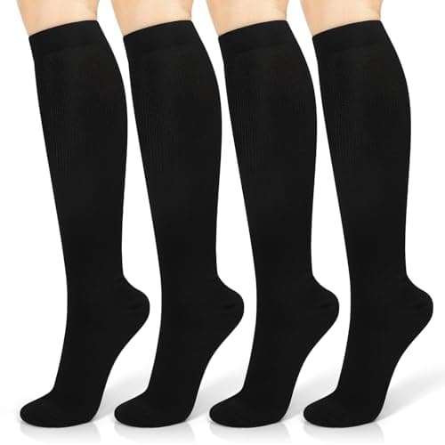 4 Pairs Compression Socks for Women & Men 15-20 mmHg is Best Athletic & Medical for Running Flight Travel Nurses (Mix -2, L-XL)