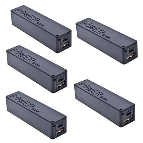 Hailege 5pcs 18650 Battery Case Portable Black USB Power Bank Power Charger Pack Box for 1x18650 Battery